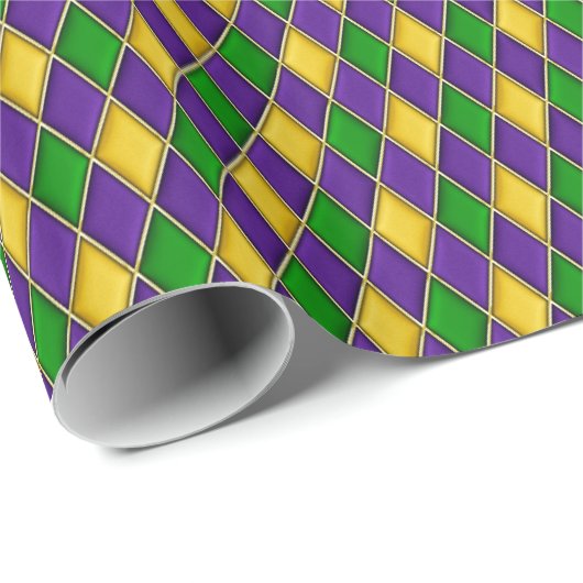 Mardi Gras Harlequin Diamond Design Geschenkpapier (Rolleneckpunkt)