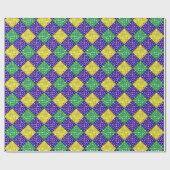 Mardi Gras Harlequin Diamond Karnevalsmuster Geschenkpapier (Flach)