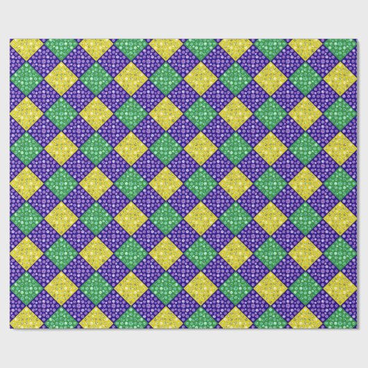 Mardi Gras Harlequin Diamond Karnevalsmuster Geschenkpapier (Flach)