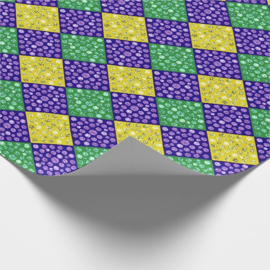 Mardi Gras Harlequin Diamond Karnevalsmuster Geschenkpapier (Ecke)