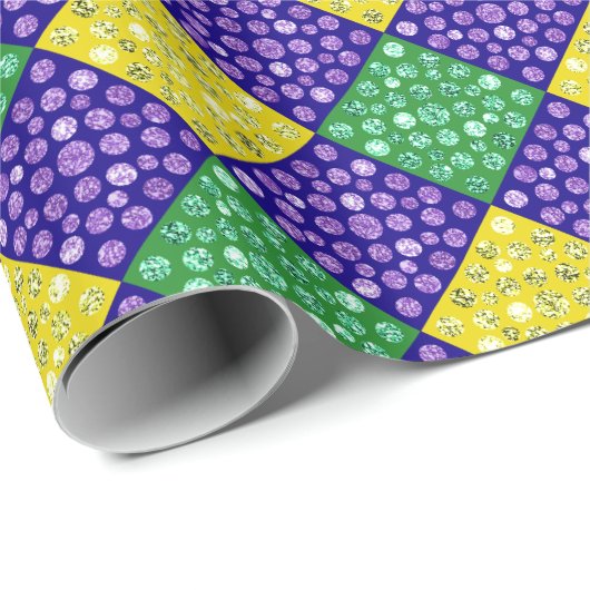 Mardi Gras Harlequin Diamond Karnevalsmuster Geschenkpapier (Rolleneckpunkt)