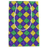 Mardi Gras Harlequin Diamond Karnevalsmuster Mittlere Geschenktüte (Vorderseite)