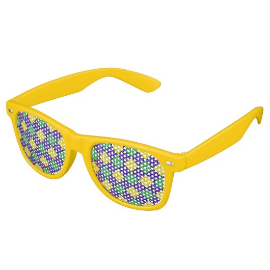 Mardi Gras Harlequin Diamond Karnevalsmuster Partybrille (Schrägansicht)