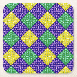 Mardi Gras Harlequin Diamond Karnevalsmuster Rechteckiger Pappuntersetzer