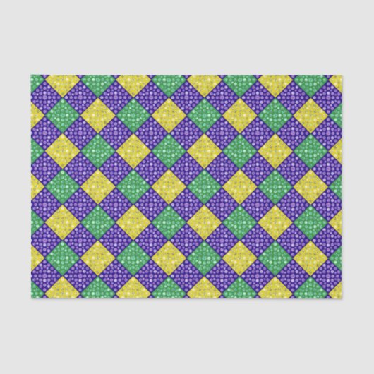 Mardi Gras Harlequin Diamond Karnevalsmuster Seidenpapier (Vorderseite)