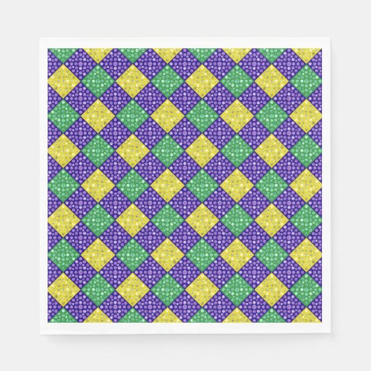 Mardi Gras Harlequin Diamond Karnevalsmuster Serviette (Vorderseite)