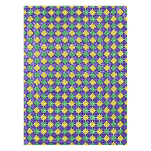 Mardi Gras Harlequin Diamond Karnevalsmuster Tischdecke (Vorderseite)