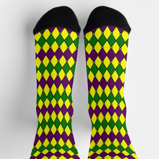 Mardi Gras Harlequin Diamond Pattern Socken (Oben)