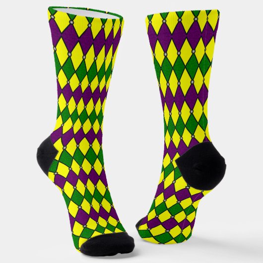 Mardi Gras Harlequin Diamond Pattern Socken (Gewinkelt)
