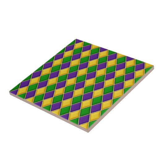 Mardi Gras Harlequin Diamond Pattern Tiles Fliese (Seite)