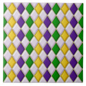 Mardi Gras Harlequin Diamond Pattern Tiles Fliese (Vorderseite)