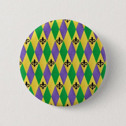 Mardi Gras Harlequin Lilie Button (Vorderseite)