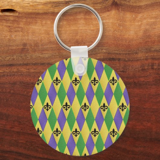 Mardi Gras Harlequin Lilie Schlüsselanhänger (Vorderseite)