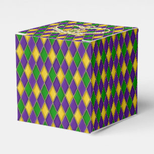 Mardi Gras Harlequin Muster mit Kronen Geschenkschachtel