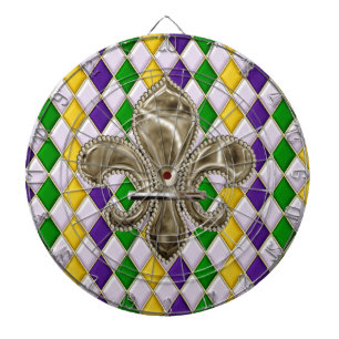 Mardi Gras Harlequin Muster mit Lilie Dartscheibe