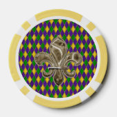 Mardi Gras Harlequin Muster mit Lilie Pokerchips (Rückseite)
