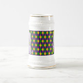 Mardi Gras Harlequin Muster, Perlen, Federn Bierglas (Mittel)