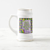 Mardi Gras Harlequin Muster, Perlen, Federn Bierglas (Links)
