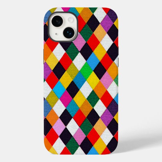 MARDI GRAS HARLEQUIN PATTERN Farbenfrohe Rhombi Case-Mate iPhone Hülle (Rückseite)