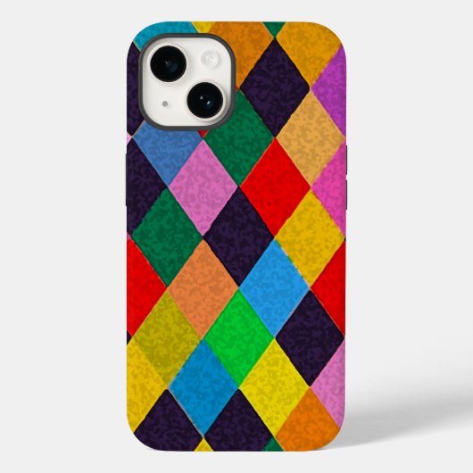 MARDI GRAS HARLEQUIN PATTERN Farbenfrohe Rhombi Case-Mate iPhone Hülle (Rückseite)