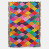 MARDI GRAS HARLEQUIN PATTERN Farbenfrohe Rhombi Decke (Vorderseite Vertikal)