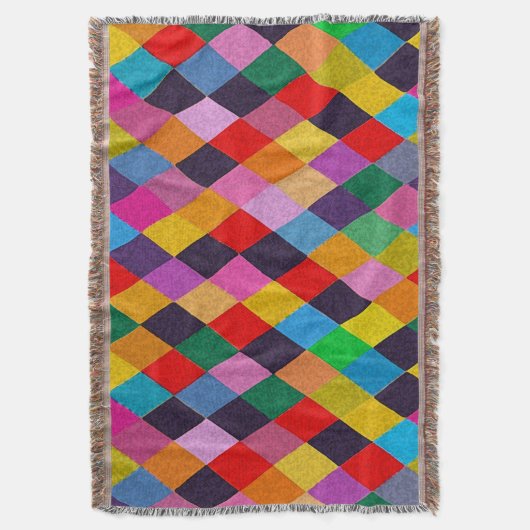 MARDI GRAS HARLEQUIN PATTERN Farbenfrohe Rhombi Decke (Vorderseite Vertikal)
