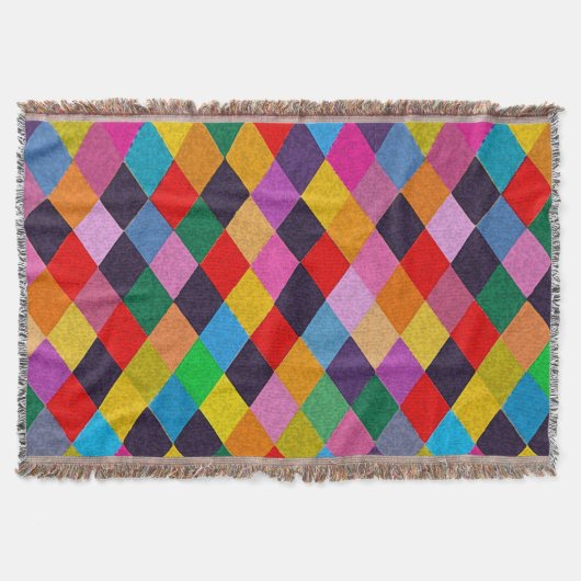 MARDI GRAS HARLEQUIN PATTERN Farbenfrohe Rhombi Decke (Vorderseite)