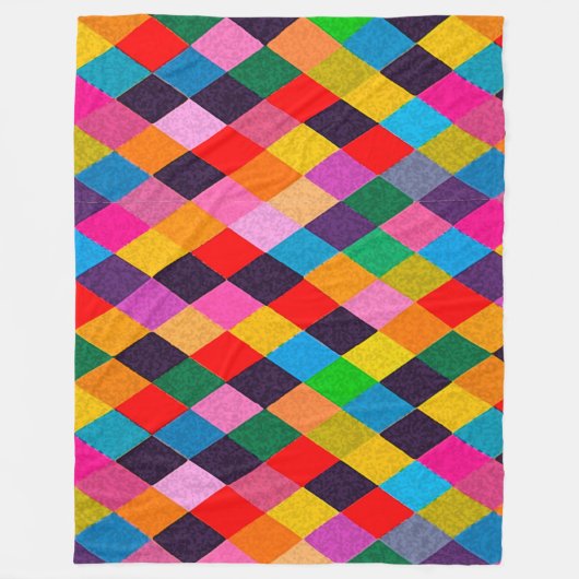 MARDI GRAS HARLEQUIN PATTERN Farbenfrohe Rhombi Fleecedecke (Vorderseite)