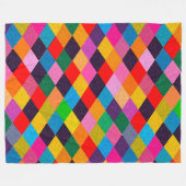 MARDI GRAS HARLEQUIN PATTERN Farbenfrohe Rhombi Fleecedecke (Vorderseite (Horizontal))