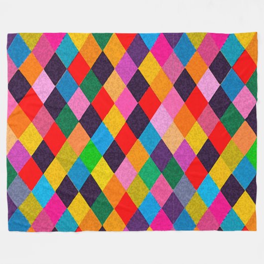 MARDI GRAS HARLEQUIN PATTERN Farbenfrohe Rhombi Fleecedecke (Vorderseite (Horizontal))