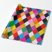 MARDI GRAS HARLEQUIN PATTERN Farbenfrohe Rhombi Geschenkpapier (Ungerollt)
