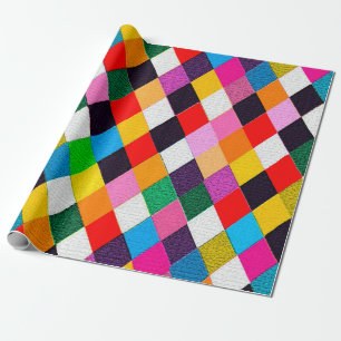 MARDI GRAS HARLEQUIN PATTERN Farbenfrohe Rhombi Geschenkpapier