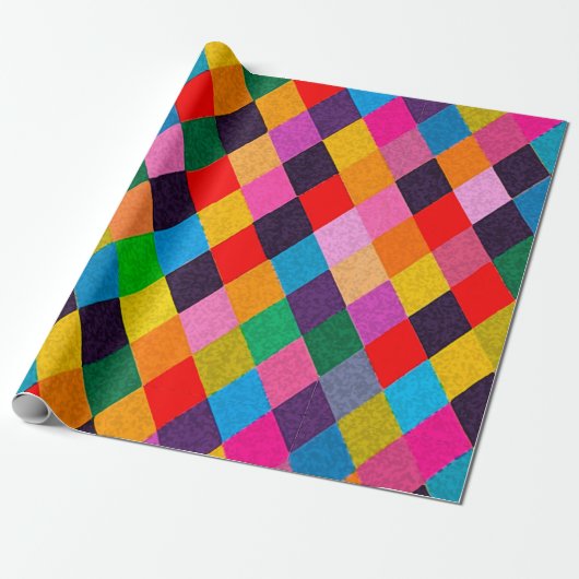 MARDI GRAS HARLEQUIN PATTERN Farbenfrohe Rhombi Geschenkpapier (Ungerollt)