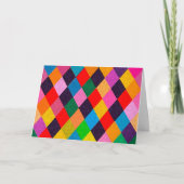 MARDI GRAS HARLEQUIN PATTERN Farbenfrohe Rhombi-Ka Karte (Vorderseite)