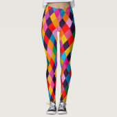 MARDI GRAS HARLEQUIN PATTERN Farbenfrohe Rhombi Leggings (Vorderseite)