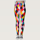 MARDI GRAS HARLEQUIN PATTERN Farbenfrohe Rhombi Leggings (Vorderseite)