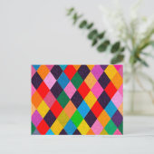 MARDI GRAS HARLEQUIN PATTERN Farbenfrohe Rhombi Postkarte (Stehend Vorderseite)