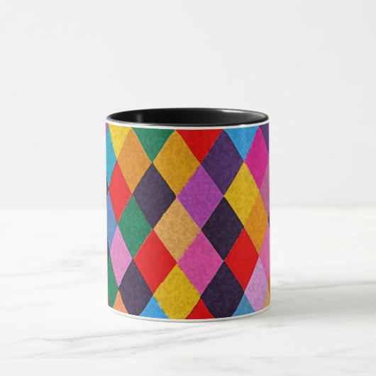 MARDI GRAS HARLEQUIN PATTERN Farbenfrohe Rhombi Tasse (Zentrum)