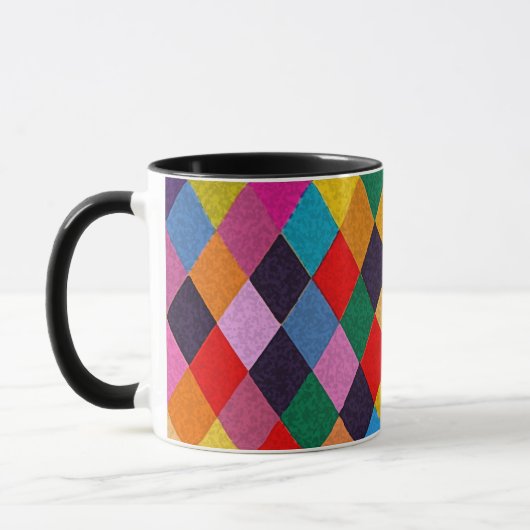 MARDI GRAS HARLEQUIN PATTERN Farbenfrohe Rhombi Tasse (Links)