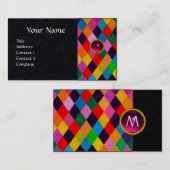 MARDI GRAS HARLEQUIN PATTERN Farbenfrohe Rhombi Visitenkarte (Vorne/Hinten)