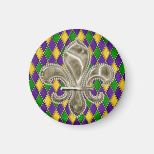 Mardi Gras Harlequin Pattern Lilie Magnet