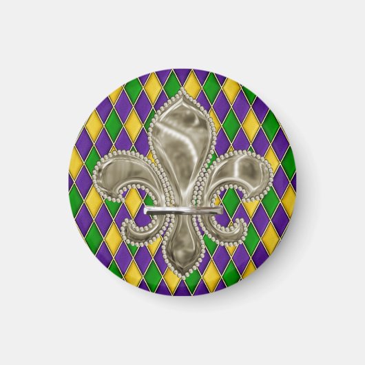 Mardi Gras Harlequin Pattern Lilie Magnet (Vorne)
