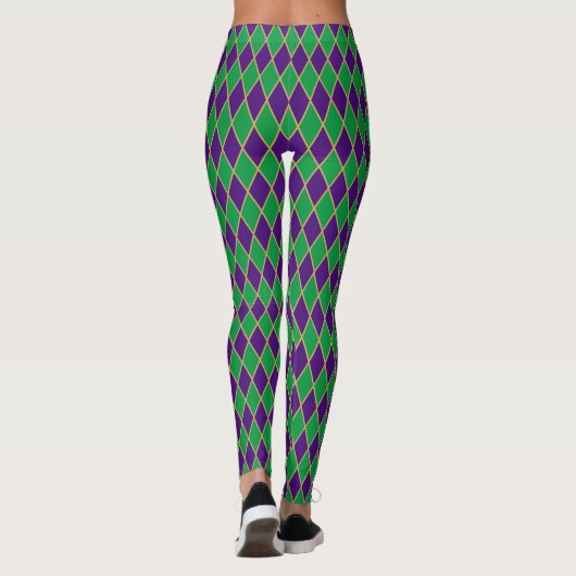 Mardi Gras | Harlequin Pattern | Personalisiert Leggings (Rückseite)