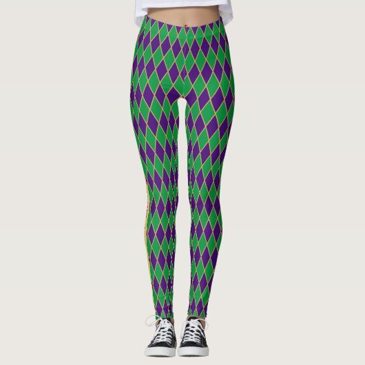 Mardi Gras | Harlequin Pattern | Personalisiert Leggings (Vorderseite)