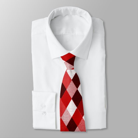 MARDI GRAS HARLEQUIN PATTERN Red Pink White Rhombi Krawatte (Gebunden)