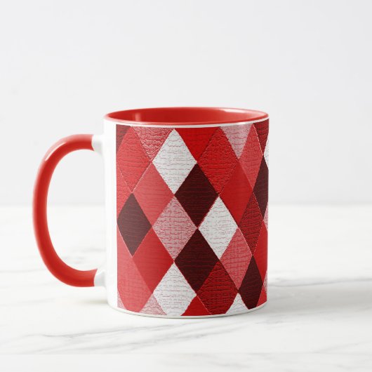 MARDI GRAS HARLEQUIN PATTERN Red Pink White Rhombi Tasse (Links)