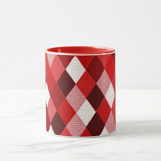 MARDI GRAS HARLEQUIN PATTERN Red Pink White Rhombi Tasse (Zentrum)
