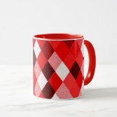 MARDI GRAS HARLEQUIN PATTERN Red Pink White Rhombi Tasse (VorderseiteRechts)