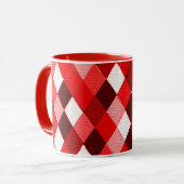 MARDI GRAS HARLEQUIN PATTERN Red Pink White Rhombi Tasse (Vorderseite Links)