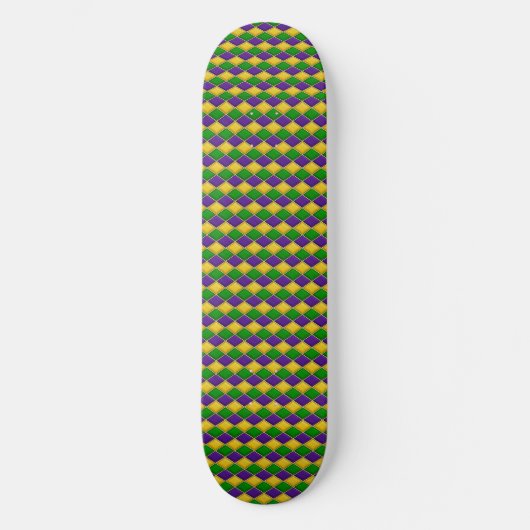 Mardi Gras Harlequin Pattern Skate Deck - med Skateboard (Vorderseite)